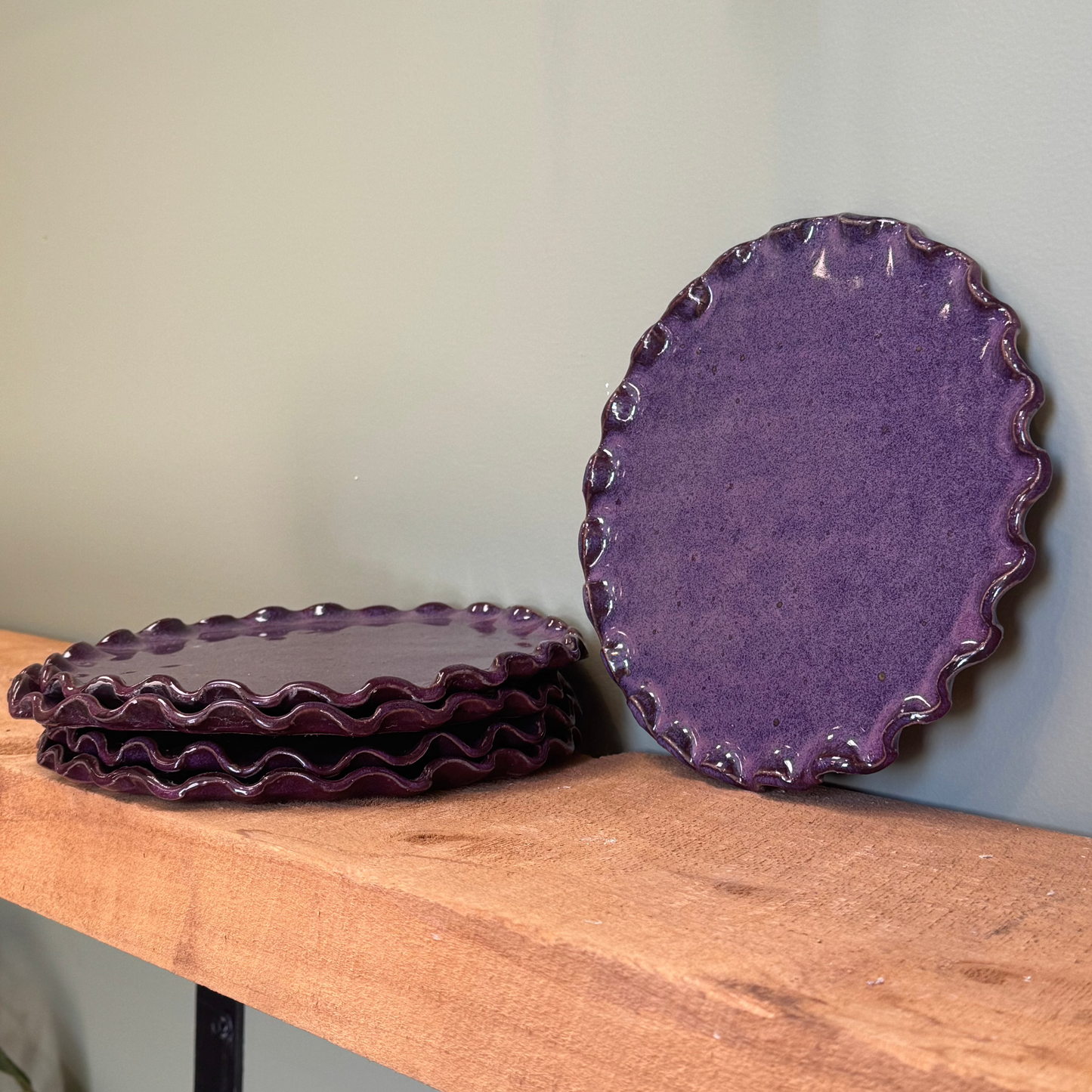 Ceramic Frill Plates in Mulberry
