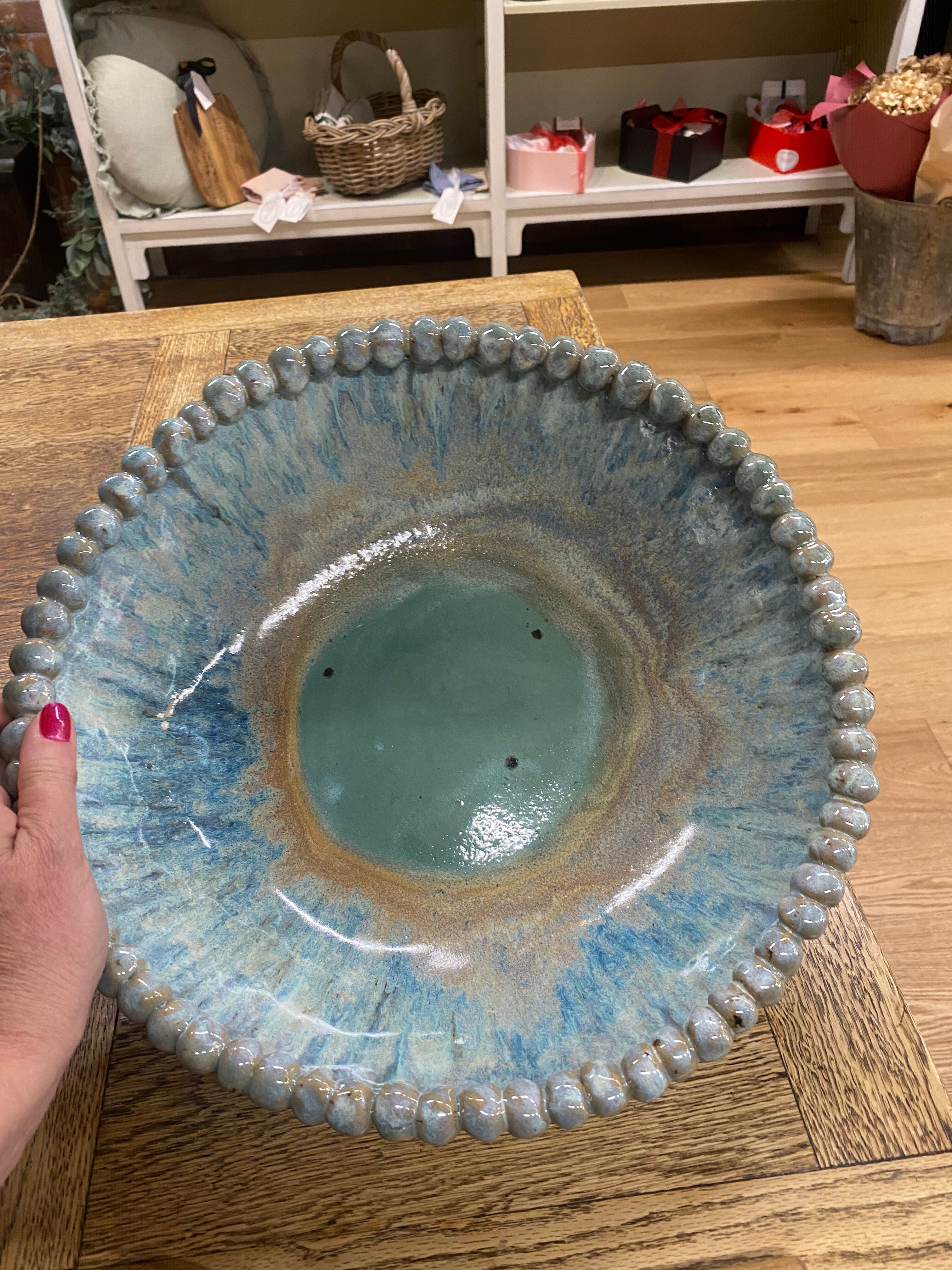 Large Serving Beaded Bowl