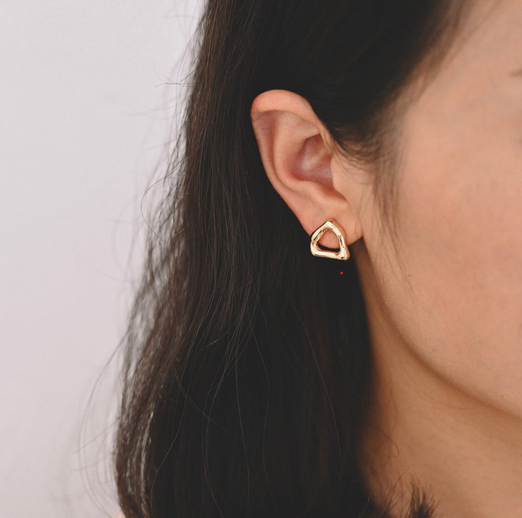 Ella Earring - Organic Triangle Gold Stud Earring