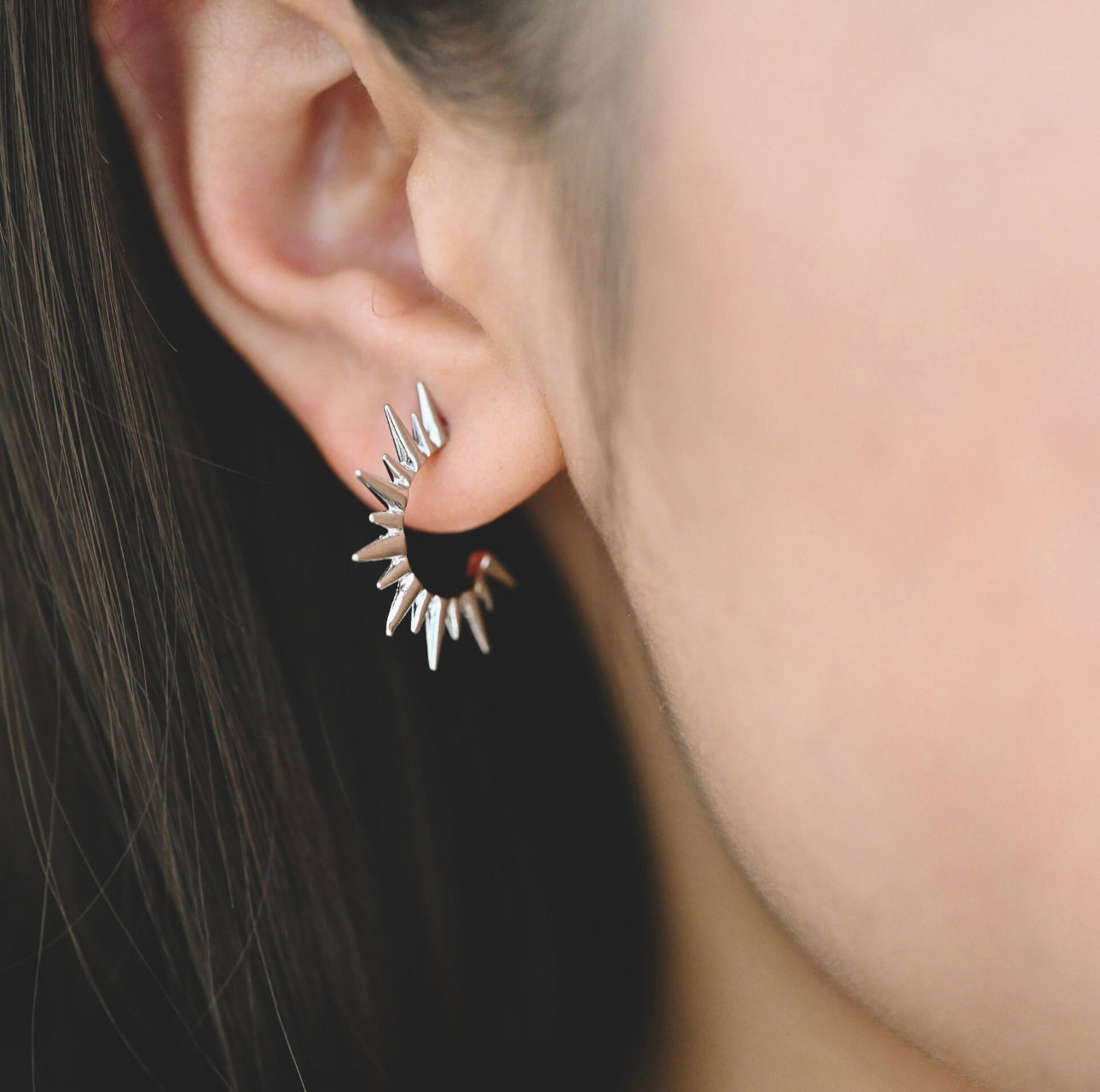 Shine Earring - Spikey Gold / Silver Huggie Hoop