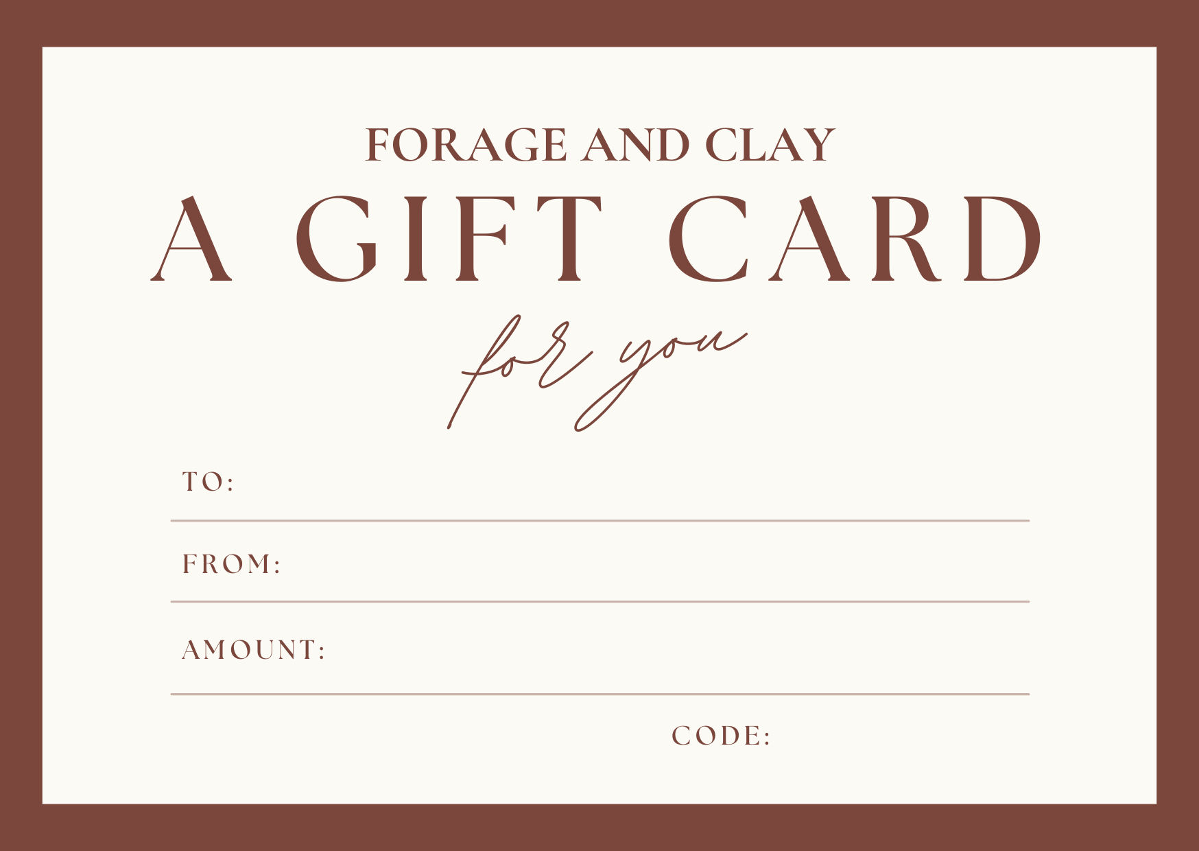 Forage and Clay Gift Card