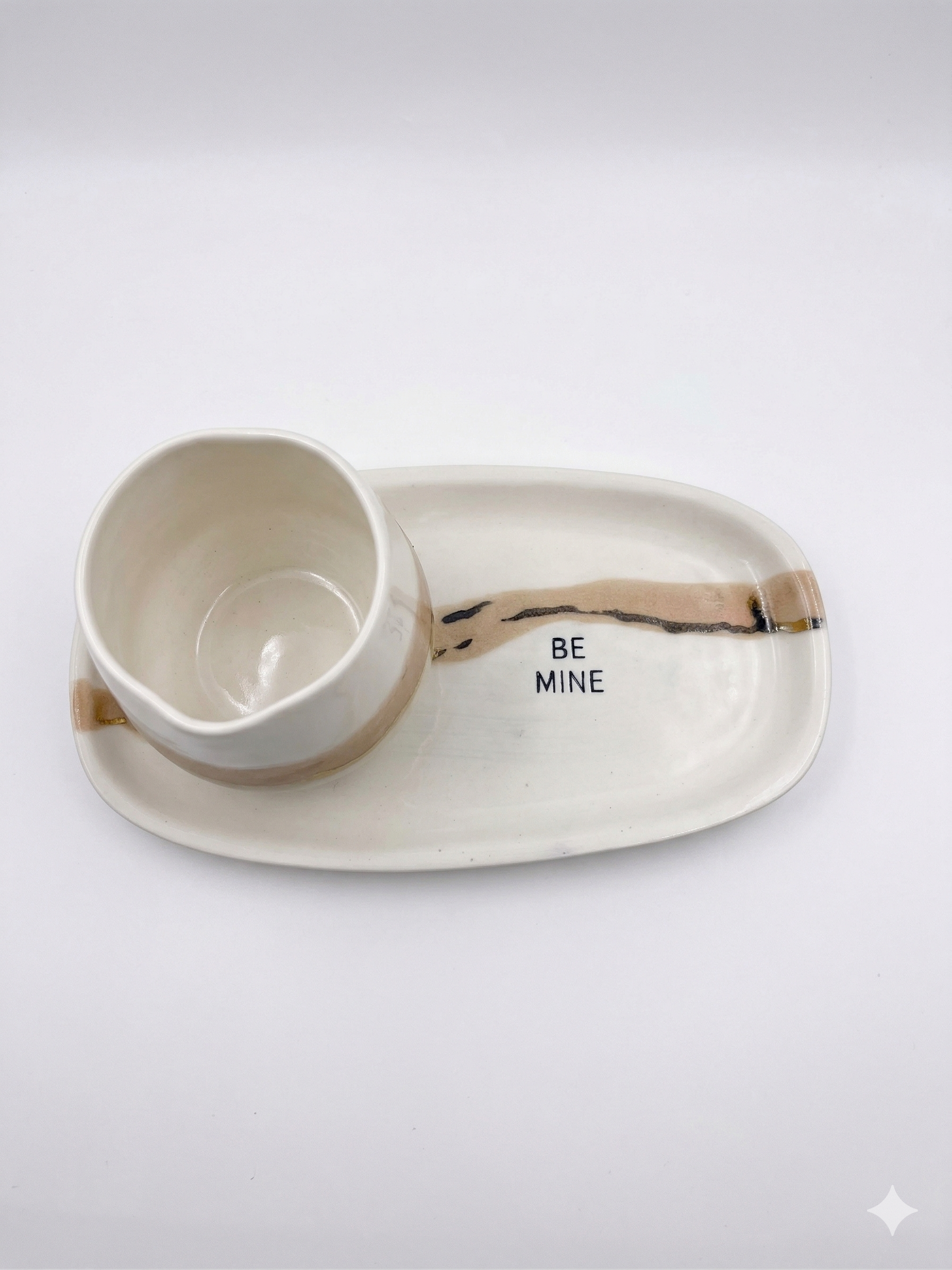Gold Lustre Heart Mug Set