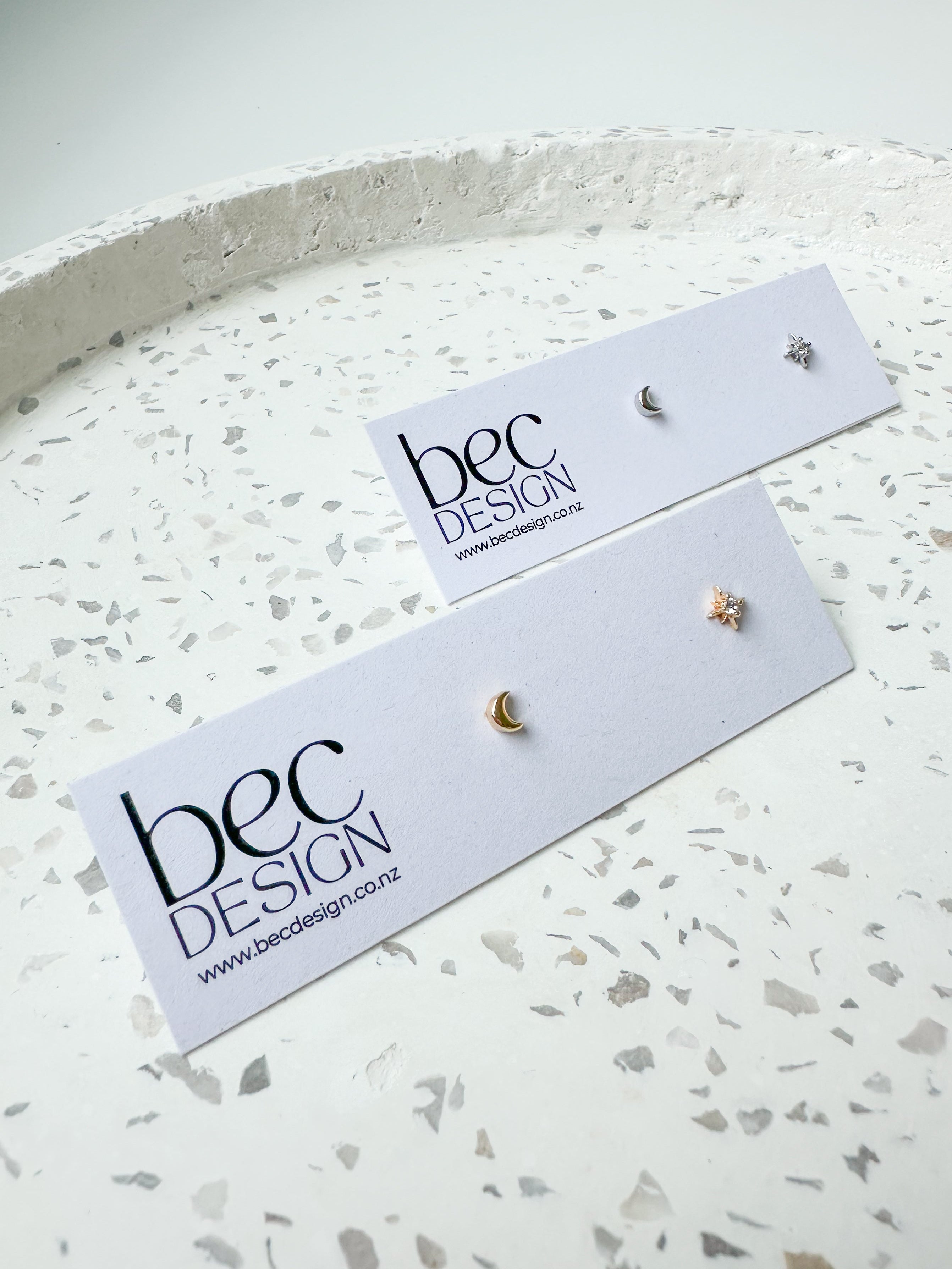 Celeste Stud - Gold / Silver Star Moon Earrings
