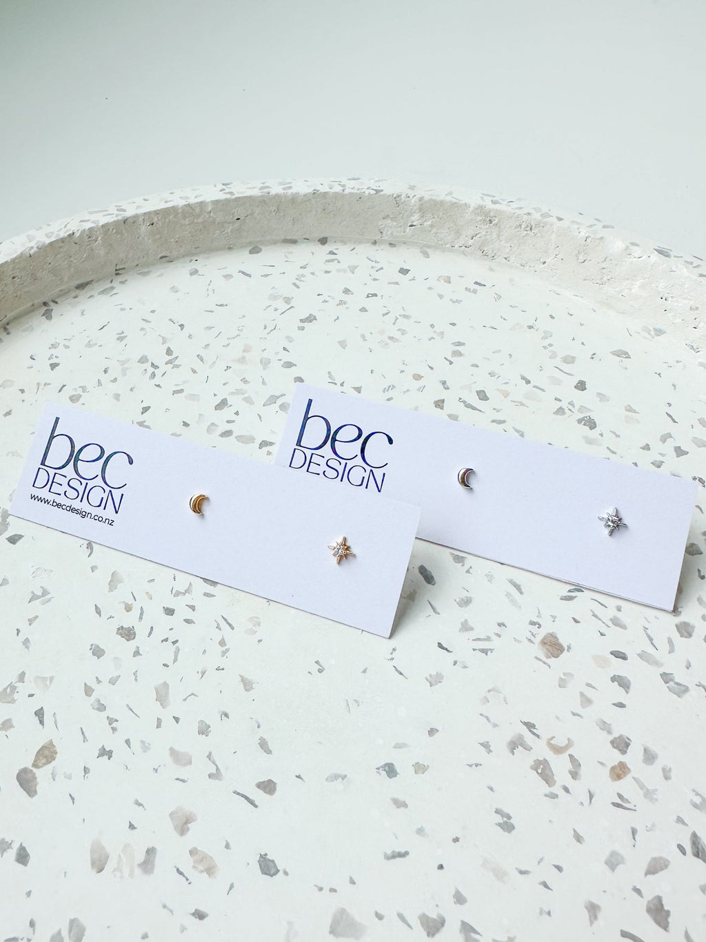 Celeste Stud - Gold / Silver Star Moon Earrings