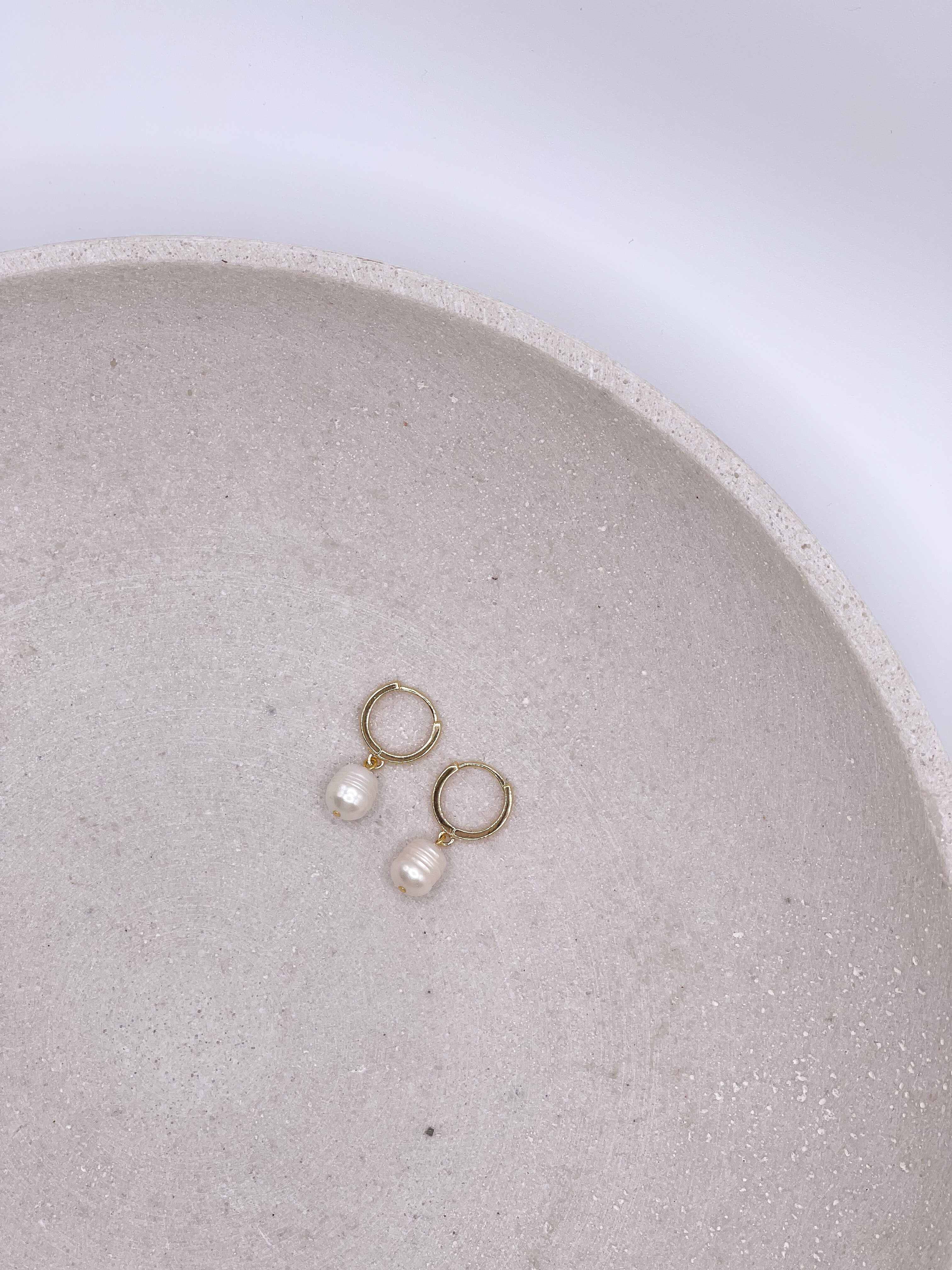 Bre Hoop - Pearl Gold Hoop Earrings