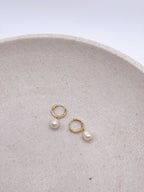 Bre Hoop - Pearl Gold Hoop Earrings