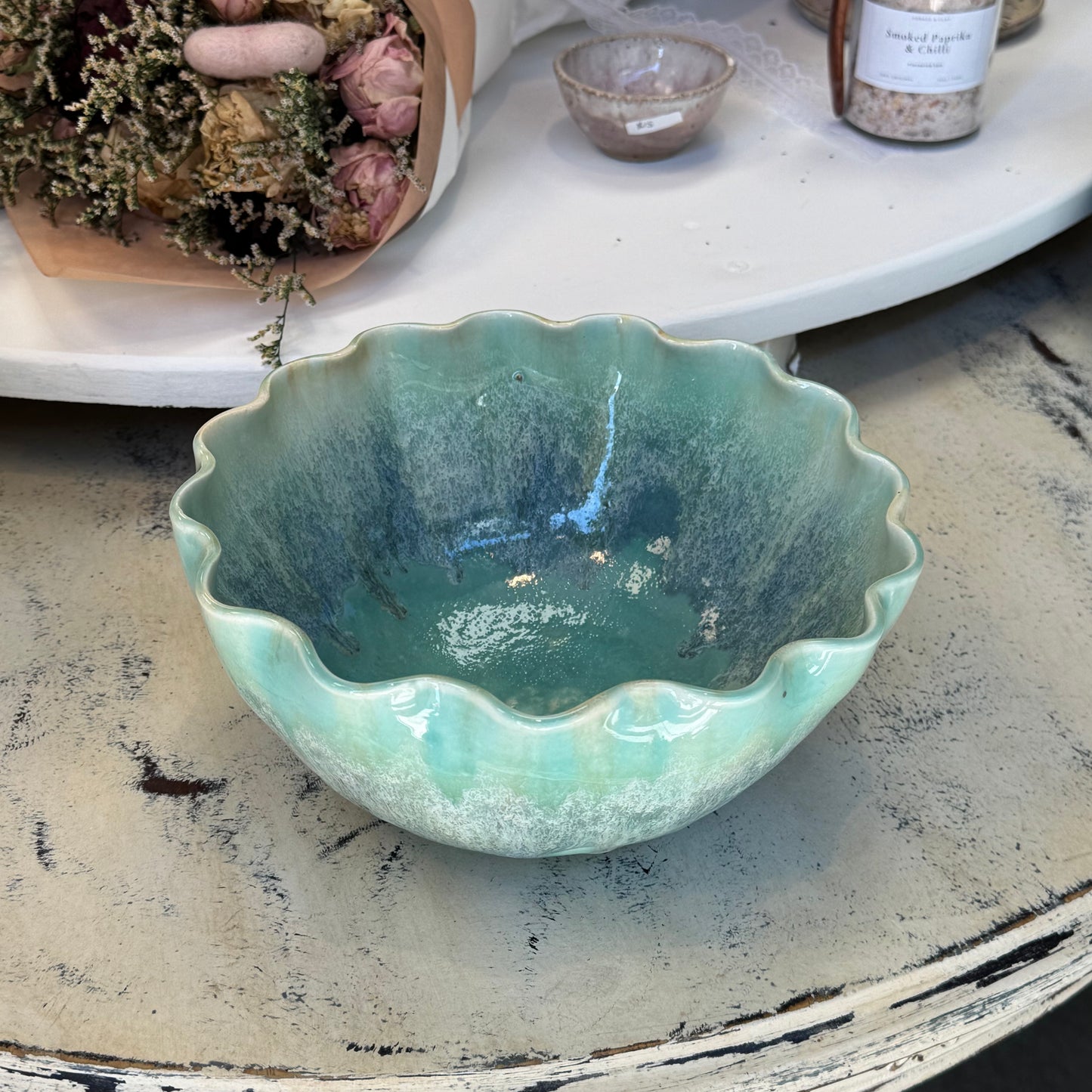 Ceramic Serving Bowl in Ocean Foam