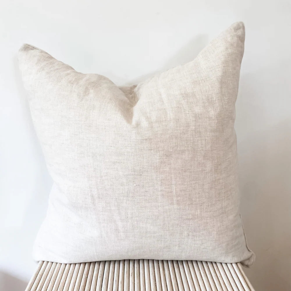 100% French Flax Linen Feather filled Cushion- Natural Oat