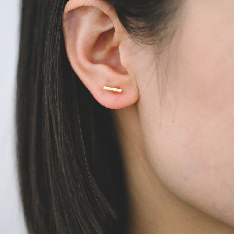 Bar Stud - Gold / Silver Earrings