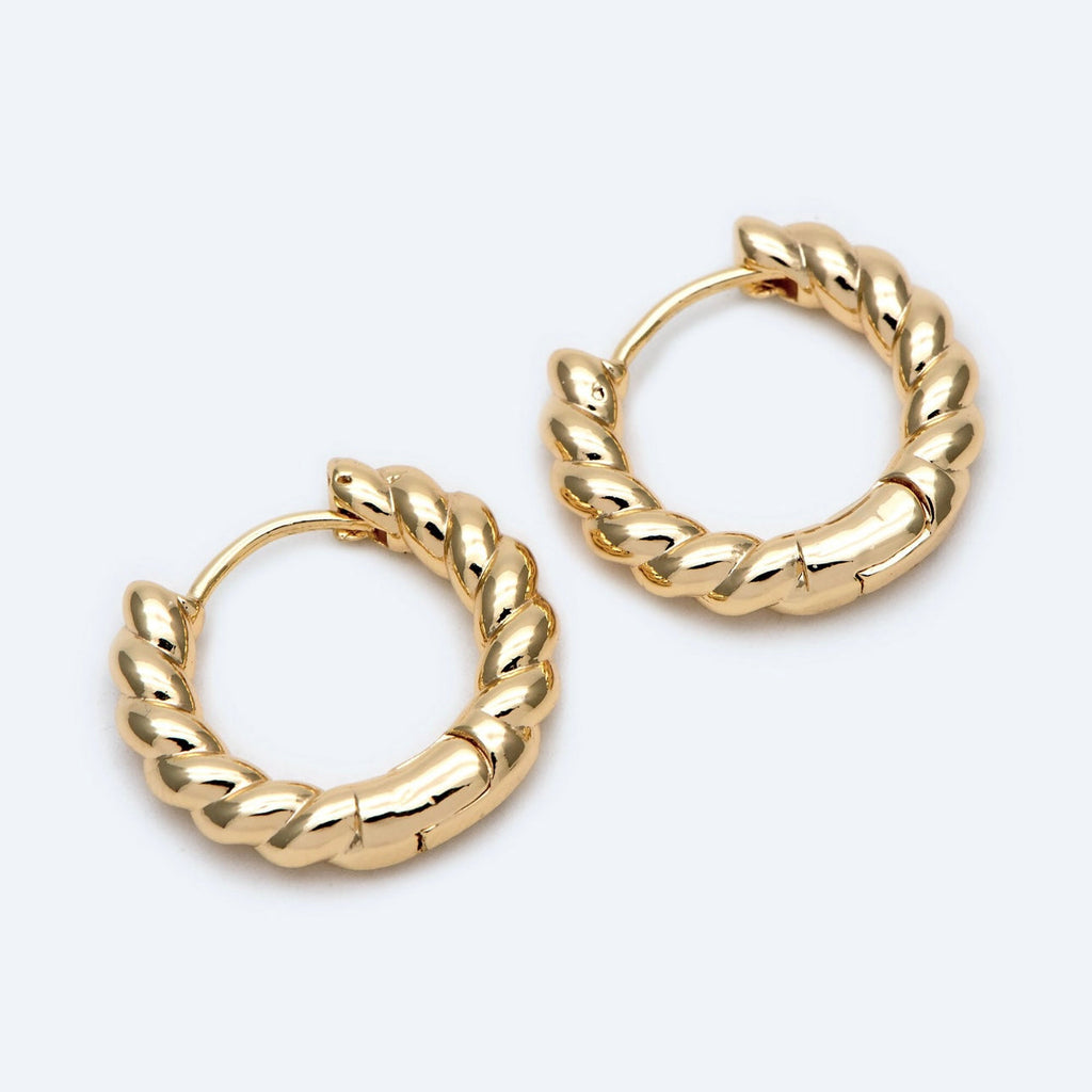 Emma Hoop - Gold Rope Huggie Earrings