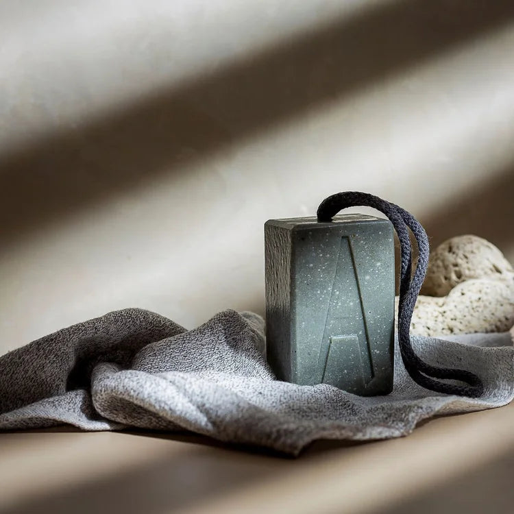 Aermeda Goats Milk Soap On A Rope - Wild Kelp, Pumice and Activated Charcoal