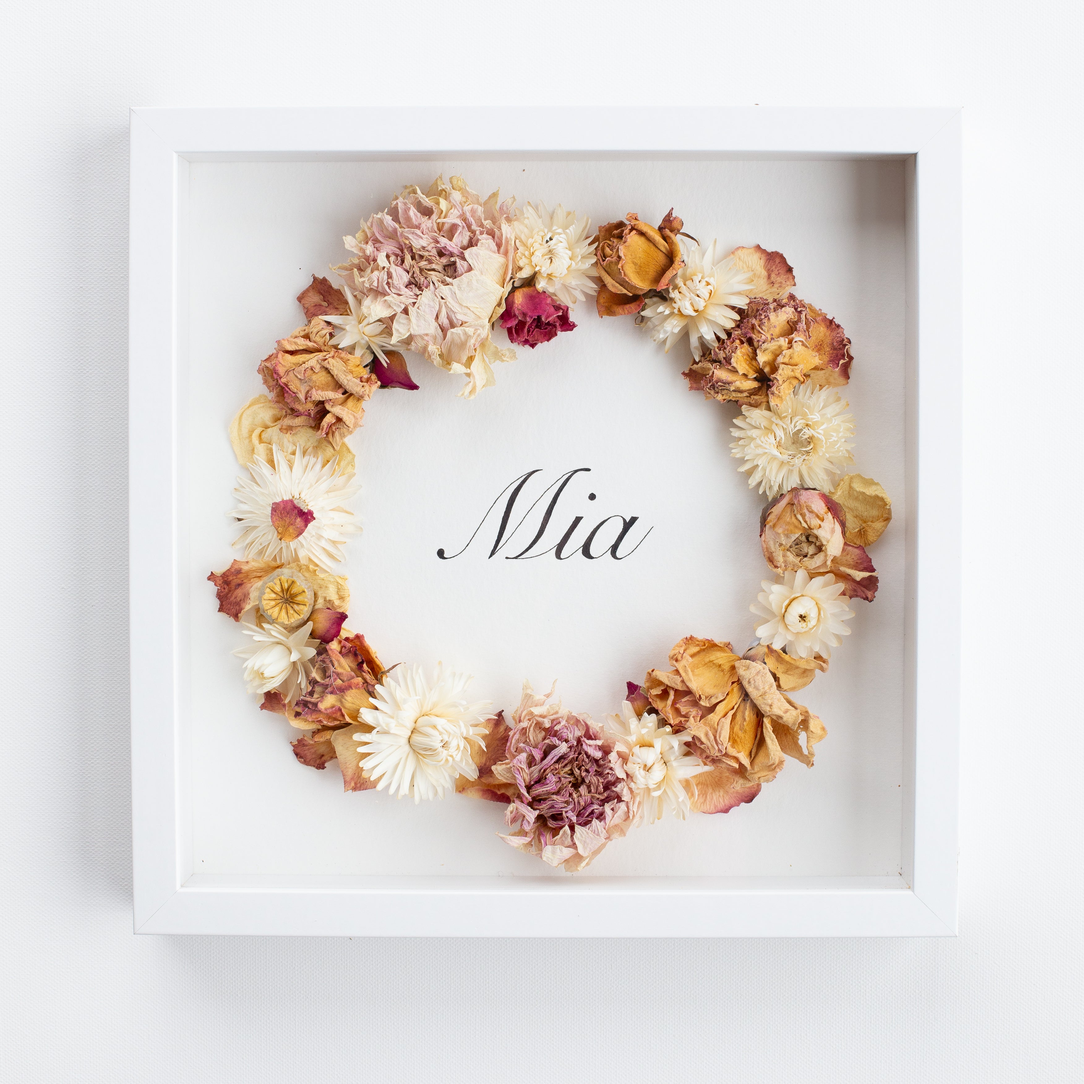 Floral framed boxed name