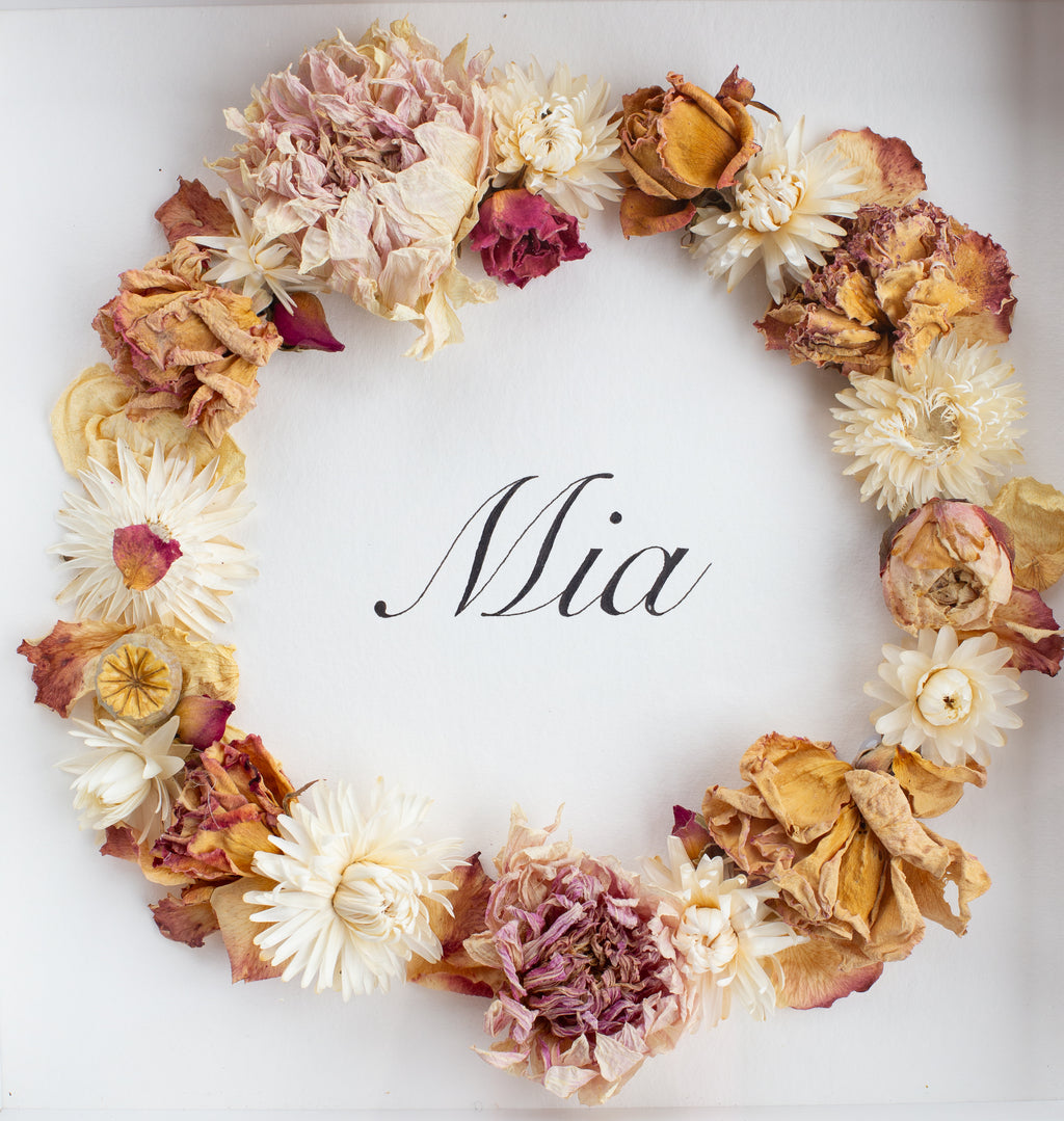 Floral framed boxed name