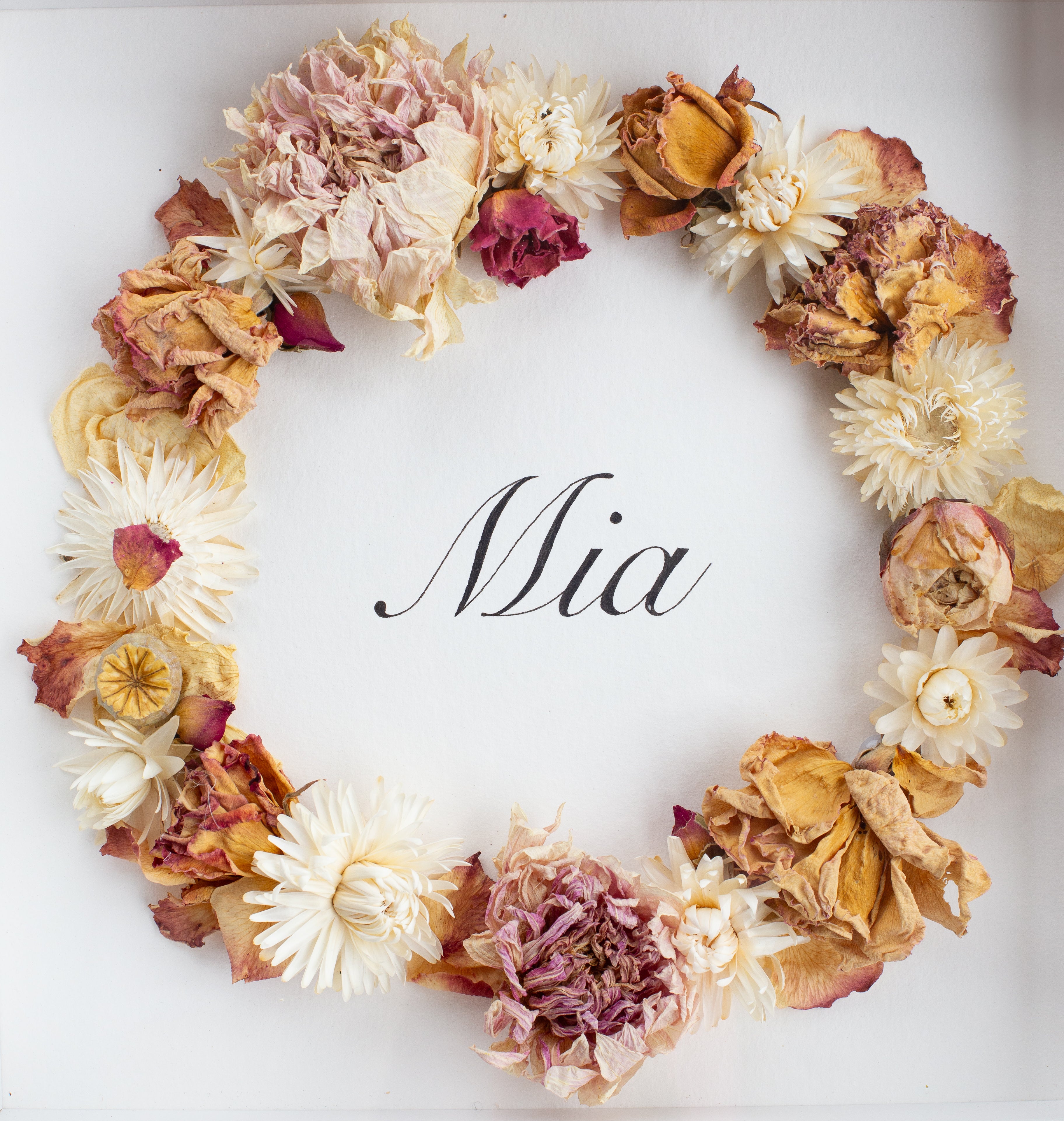 Floral framed boxed name